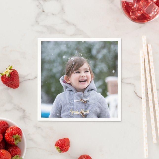 Serviette En Papier Papier pour cocktail de fête avec photo personnali (En situation)
