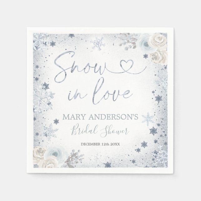 Serviette En Papier Papier pour douche de mariée flocon de neige d'amo (Devant)