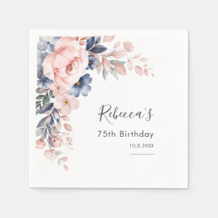 Serviette En Papier Papier pour fête d'anniversaire 75 ans à motif flo