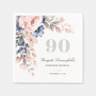 Serviette En Papier Papier pour fête d'anniversaire 90 ans à fleurs ro