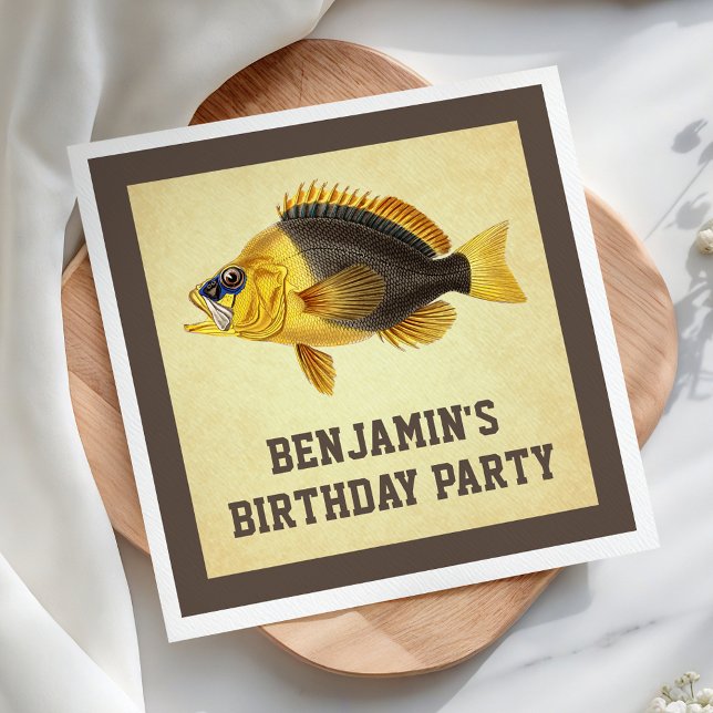 Serviette En Papier Papier pour fête d'anniversaire de pêche rustique  (Créateur téléchargé)
