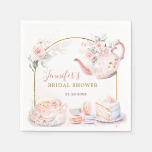 Serviette En Papier Papier pour fête de thé de mariage floral or rose