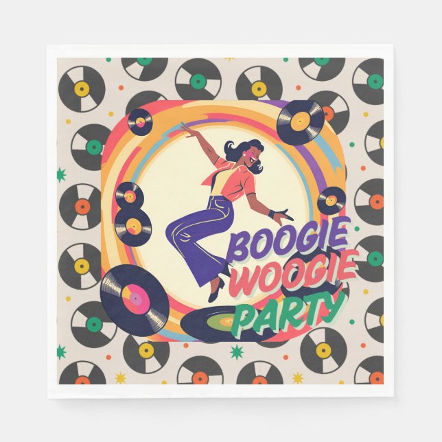 Serviette En Papier Papier pour soirée rétro boogie woogie  (Devant)