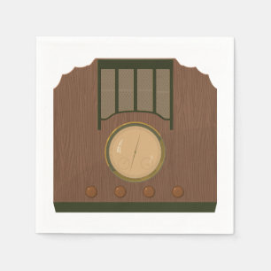 Serviette En Papier Papier radio rétro en bois serviettes