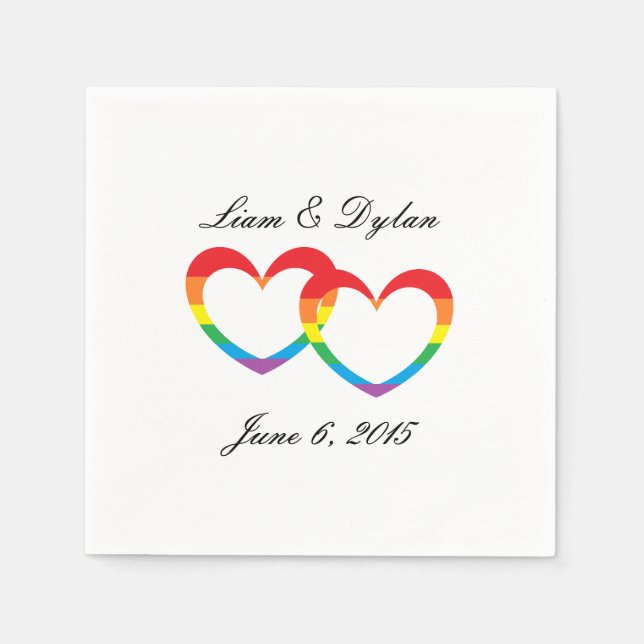 Serviette En Papier Papier "Rainbow Double Hearts" (Devant)