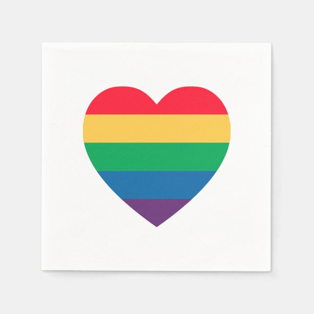 Serviette En Papier Papier Rainbow Heart Pride (Devant)