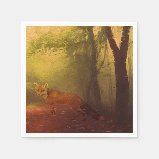 Serviette En Papier Papier renard d'automne Napkin (Devant)