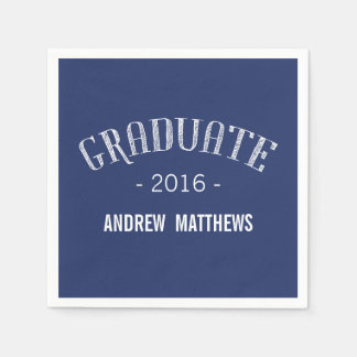 Serviette En Papier Papier Retro Graduation | Bleu bleu marine