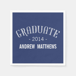 Serviette En Papier Papier Retro Graduation | Bleu bleu marine