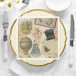 Serviette En Papier Papier romantique victorien vintage