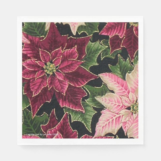 Serviette En Papier Papier rose Bourgogne - les années 50 Poinsettia (Devant)