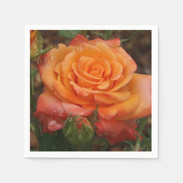 Serviette En Papier Papier Rose orange Napkin (Devant)