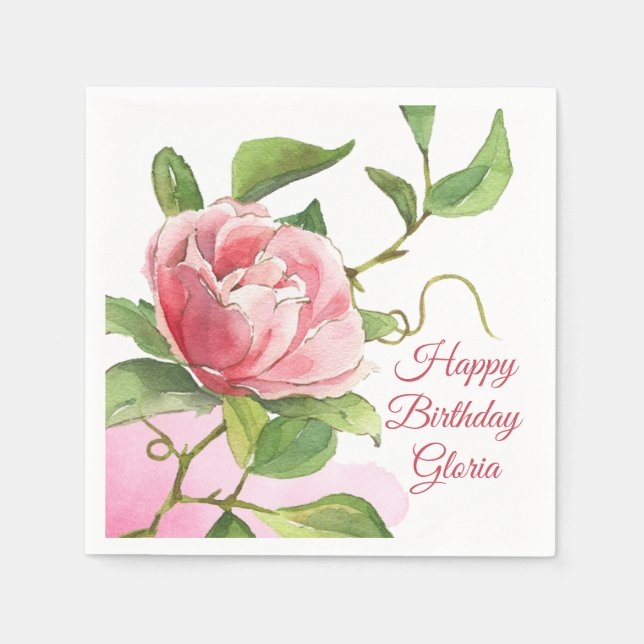 Serviette En Papier Papier Rose rose Aquarelle (Devant)