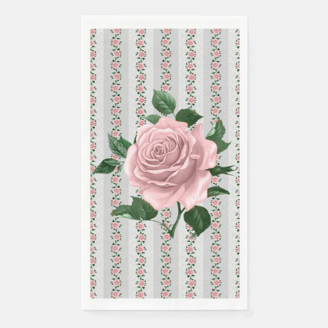 Serviette En Papier Papier rose Roses Napkin (Devant)