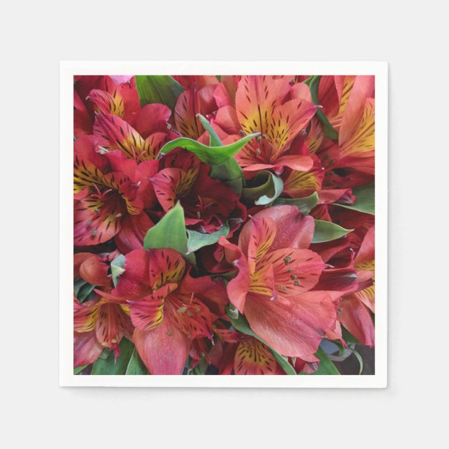 Serviette En Papier Papier Rouge Lilies (Devant)