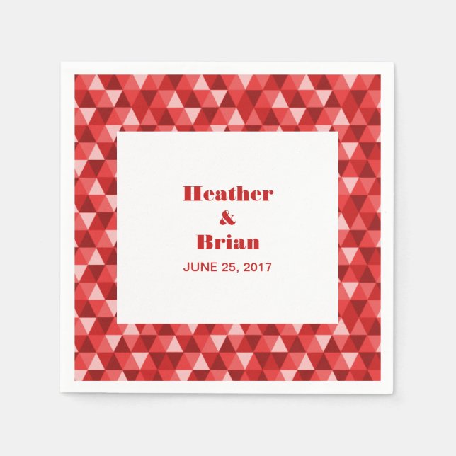 Serviette En Papier Papier rouge triangles géométriques (Devant)