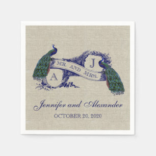Serviette En Papier Papier Russe Mariage Linen Peacock