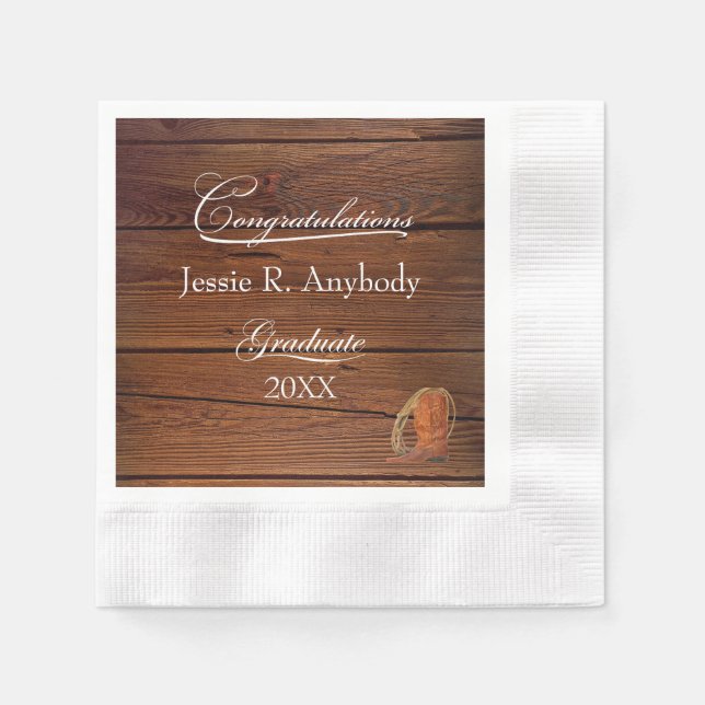 Serviette En Papier Papier Rustique Western Graduation Papier Napkin (Devant)