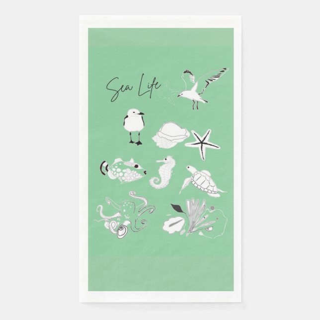 Serviette En Papier Papier Sea life Napkin (Devant)