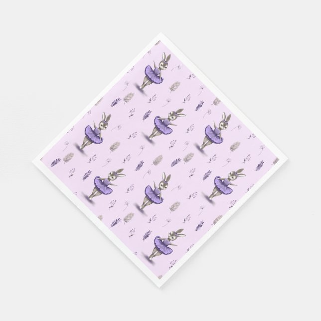 Serviette En Papier Papier serviette avec mignon lapin de ballerine. (Coin)