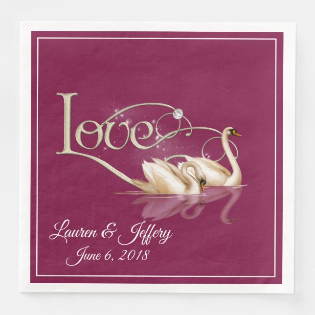 Serviette En Papier Papier serviettes - Aimer les cygnes (Devant)