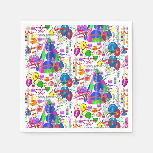 Serviette En Papier Papier serviettes Août, 4 Anniversaire (Devant)