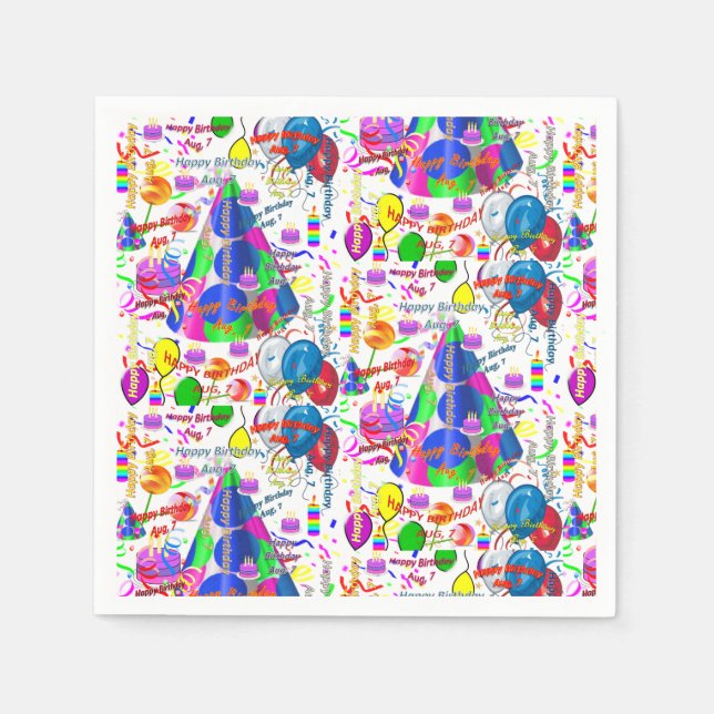 Serviette En Papier Papier serviettes Août, 7 Anniversaire (Devant)