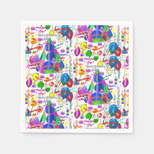 Serviette En Papier Papier serviettes Août, 9 Anniversaire (Devant)