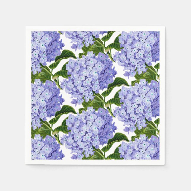 Serviette En Papier Papier Serviettes Bleu Hydrangeas Dîner Papier Ser (Devant)