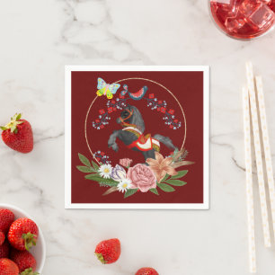 Serviette En Papier Papier serviettes, Cheval Floral Fleurs Papillon