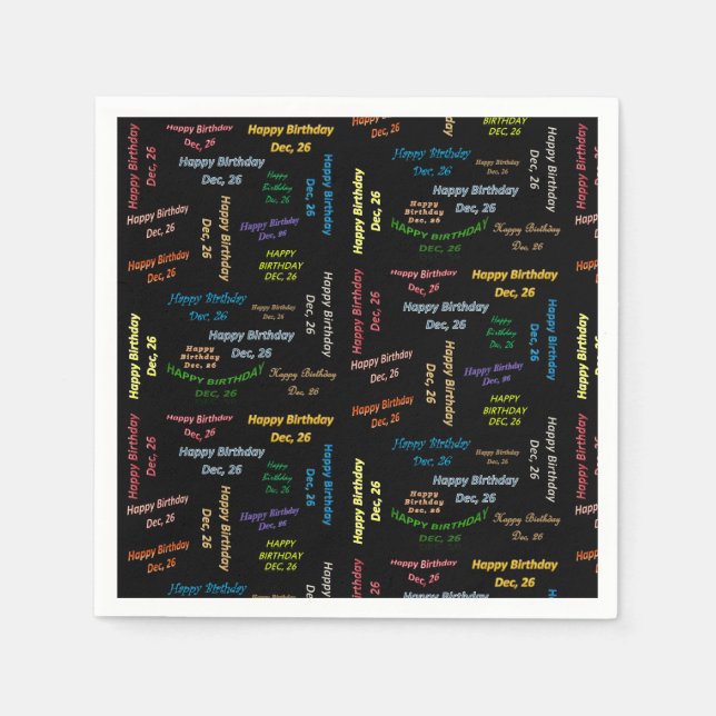 Serviette En Papier Papier serviettes Décembre, 26 Anniversaire (Devant)