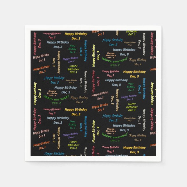 Serviette En Papier Papier serviettes décembre, 3 anniversaire (Devant)