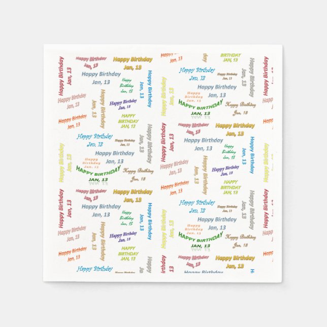 Serviette En Papier Papier serviettes Janvier, 13 Anniversaire (Devant)