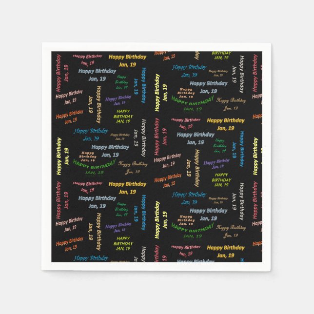 Serviette En Papier Papier serviettes Janvier, 19 Anniversaire (Devant)