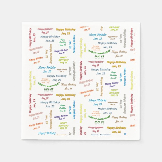 Serviette En Papier Papier serviettes Janvier, 25 Anniversaire (Devant)