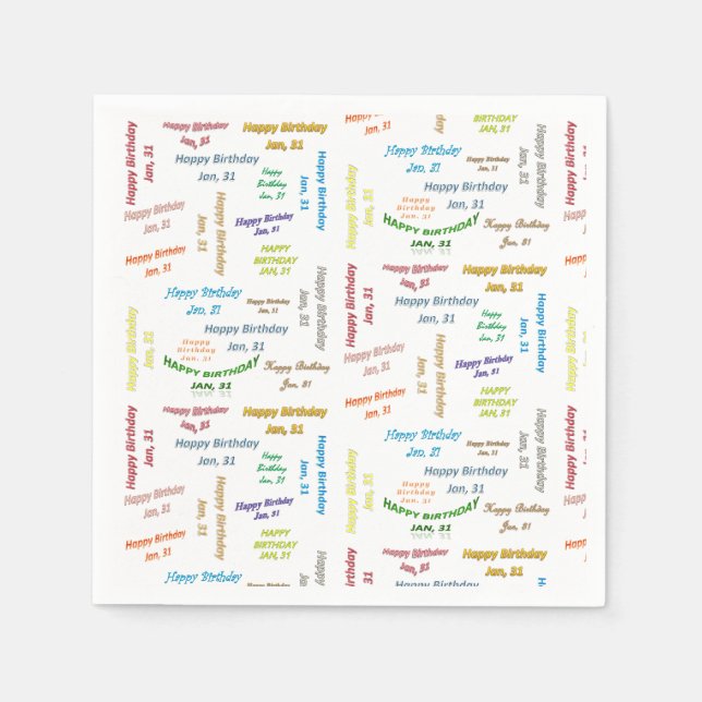 Serviette En Papier Papier serviettes Janvier, 31 Anniversaire (Devant)