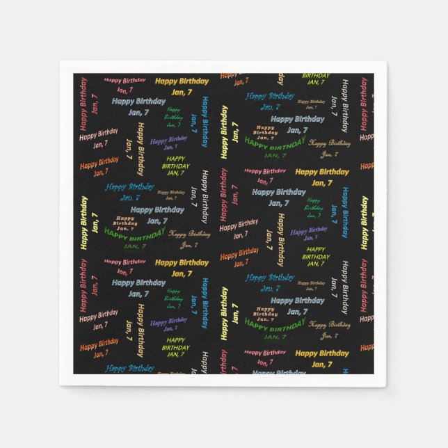 Serviette En Papier Papier serviettes Janvier, 7 Anniversaire (Devant)