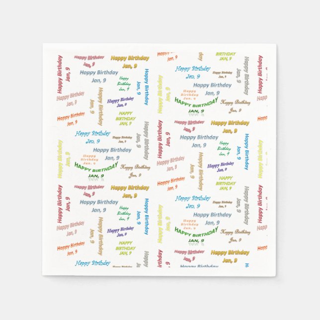 Serviette En Papier Papier serviettes Janvier, 9 Anniversaire (Devant)