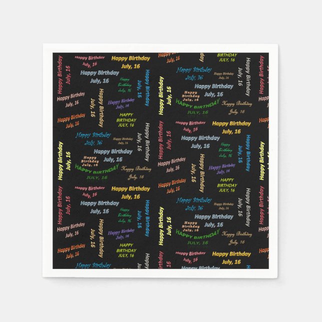 Serviette En Papier Papier serviettes Juillet, 16 Anniversaire (Devant)