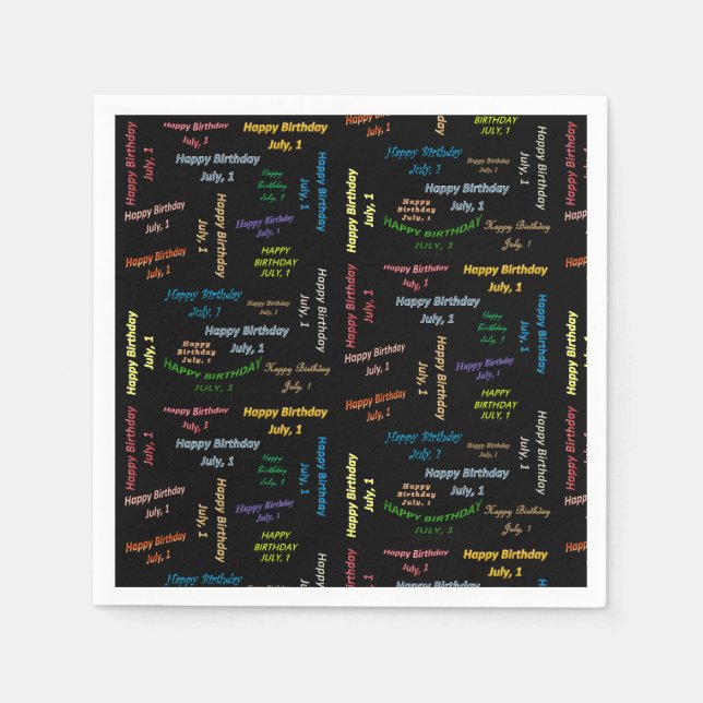 Serviette En Papier Papier serviettes juillet, 1er anniversaire (Devant)