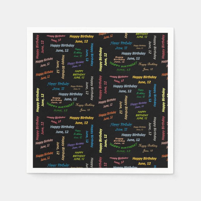 Serviette En Papier Papier serviettes Juin, 12 Anniversaire (Devant)