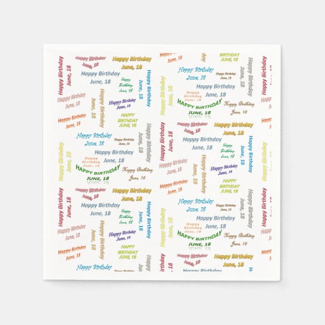 Serviette En Papier Papier serviettes Juin, 18 Anniversaire (Devant)
