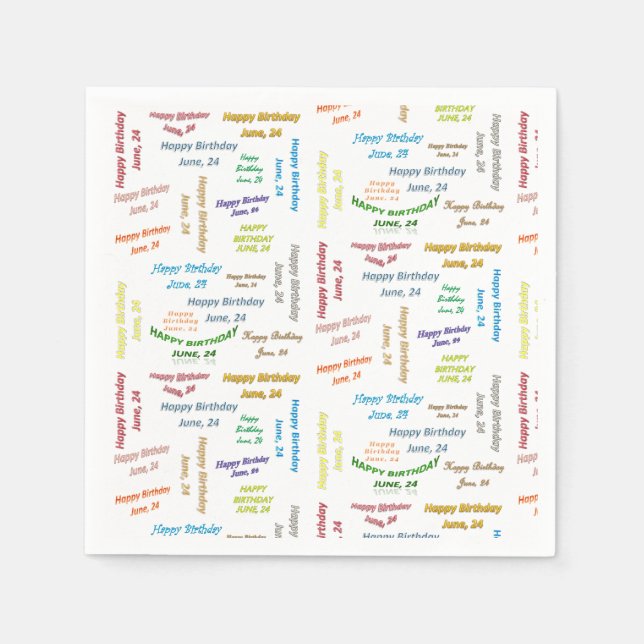 Serviette En Papier Papier serviettes Juin, 24 Anniversaire (Devant)