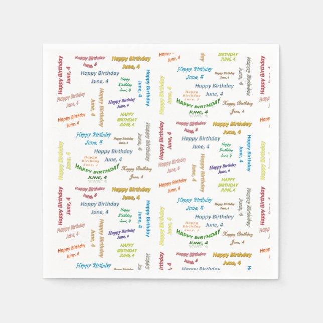Serviette En Papier Papier serviettes Juin, 4 Anniversaire (Devant)