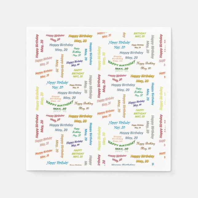 Serviette En Papier Papier serviettes mai, 20 Anniversaire (Devant)