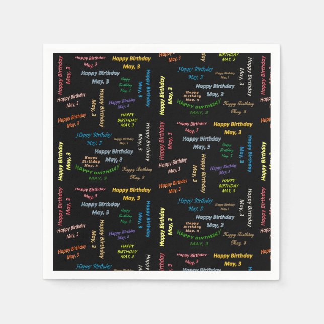 Serviette En Papier Papier serviettes mai, 3 Anniversaire (Devant)