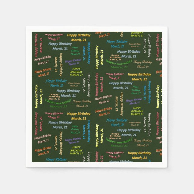 Serviette En Papier Papier serviettes mars, 21 anniversaire (Devant)