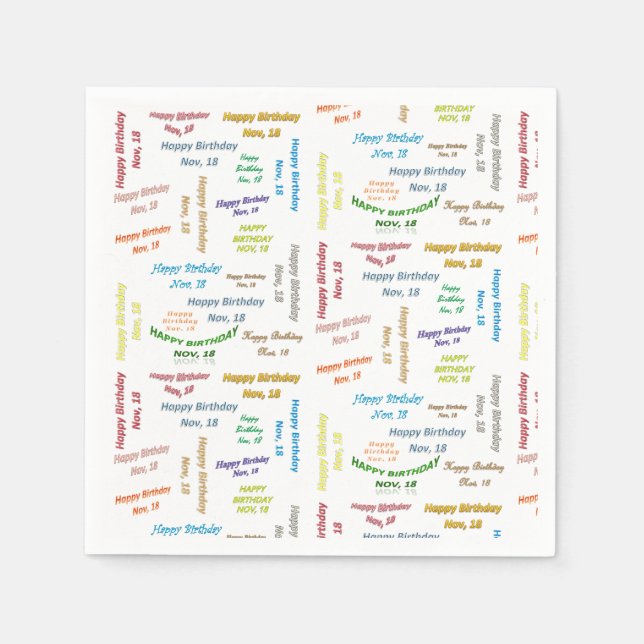 Serviette En Papier Papier serviettes Novembre, 18 Anniversaire (Devant)