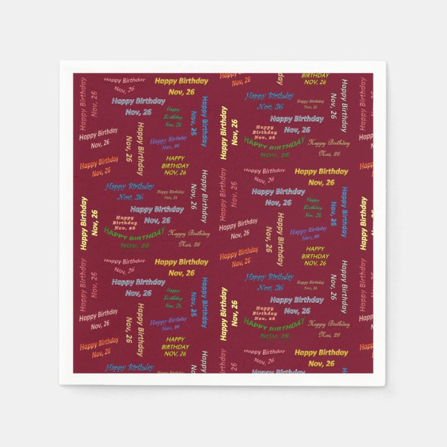 Serviette En Papier Papier serviettes Novembre, 26 Anniversaire (Devant)