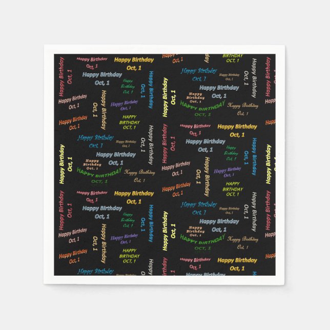 Serviette En Papier Papier serviettes octobre, 1er anniversaire (Devant)